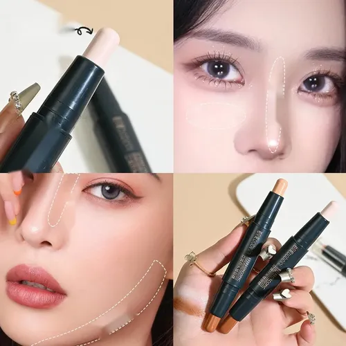 Barra Contorno Iluminador Rostro Maquillaje Doble Punta Mla Marrón Claro