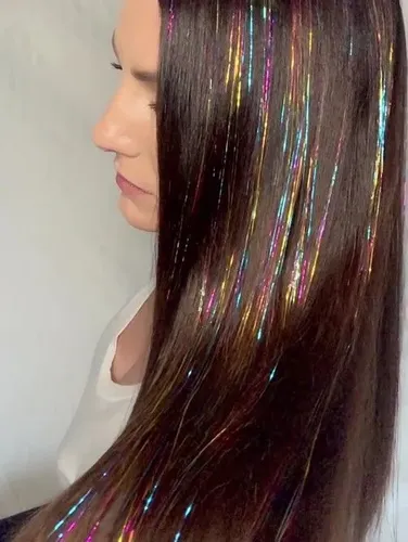 Extensiones De Pelo Brillo Colores Glitter X Unidad