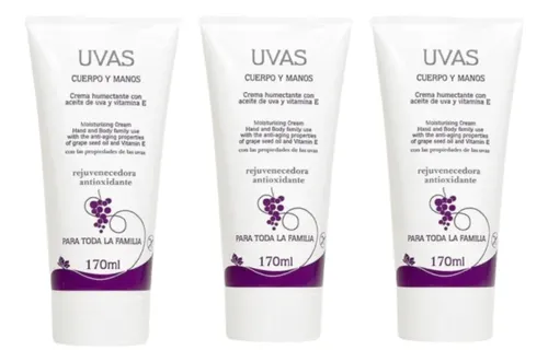Crema De Cuerpo Y Manos 170ml X 3 Unidades Uvas Cosméticos