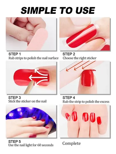 Tiras Adhesivas Esmalte Uñas Decoración Con Lima Incluida