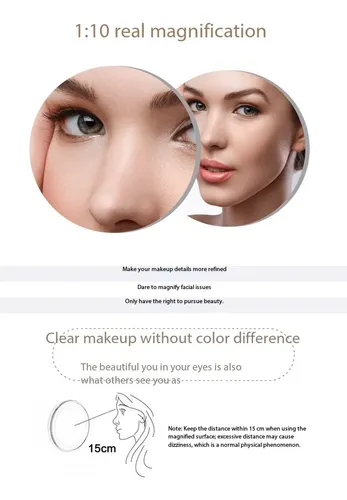 S-mz724 Espejo Maquillaje Con Luz Led Aumento 10x Con