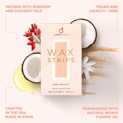 Wax Strips The Luxe Peach, Depilación Vegana, 40 Tiras