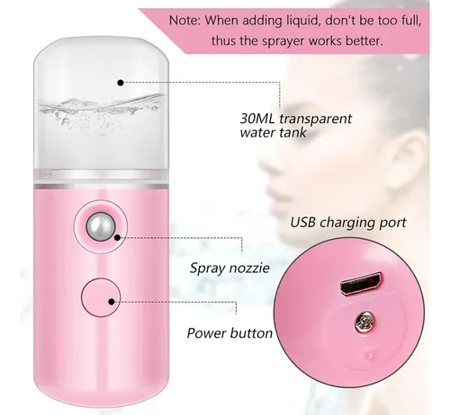 Mudder Pulverizador Facial Nano 30 Ml 4 Piezas Usb
