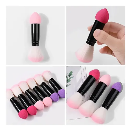 6pcs Dual-ended Makeup Brushes Soft Blush & Powder Brush Set
