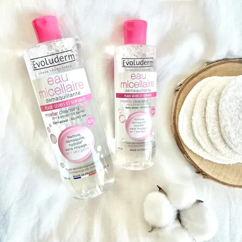 Agua Micelar Evoluderm 500ml Para Piel Seca Y Sensible