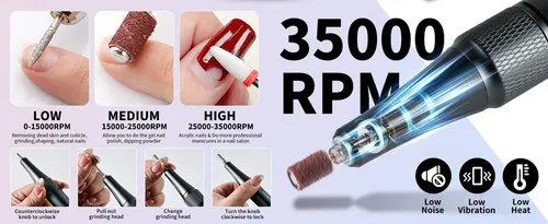 Lima Uñas Sg707 35000rpm Recargable Portátil Kit Uñas