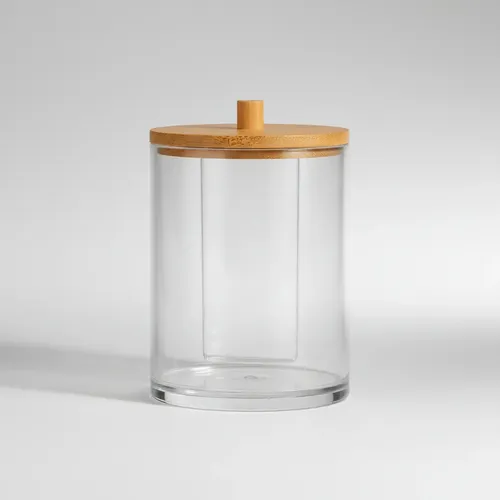 Organizador Porta Algodón Acrílico Y Madera Small