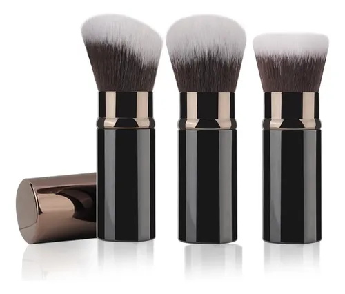 Set 3 Brochas Kabuki Retráctiles Para Maquillaje 3pzs