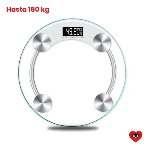Balanza Digital De Baño Redonda Hasta 180 Kg Veoquiero Color Porta-especias Transparente Redondo