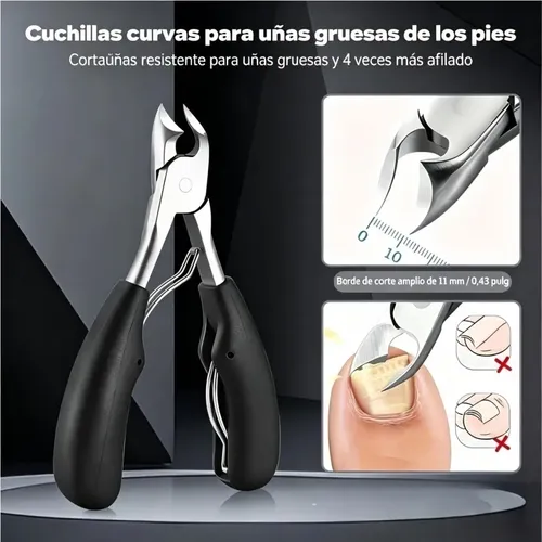 Set 7 Cortauñas Acero Inoxidable + Accesorios Manicura
