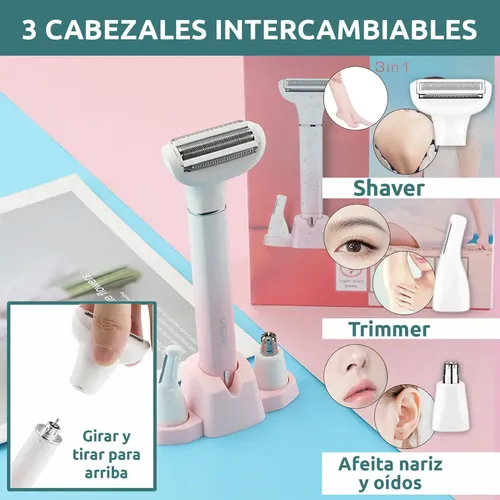 Afeitadora Corporal Facial 3en1 Nariz Ceja Vgr V-611 Ipx5 Color Blanco