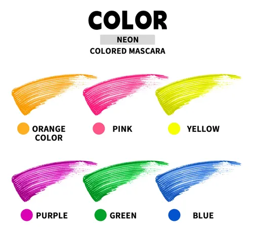 Uratm Set 6 Máscara Pestañas Color Fluorescente Agua Resiste 6pcs