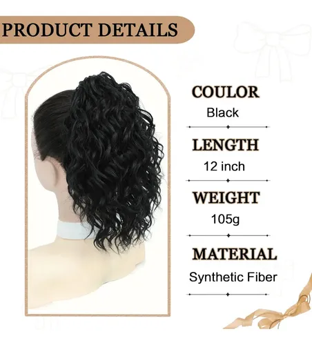 12 Extensiones De Cabello Rizado En Clip Para Coleta