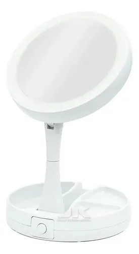 Espejo Luz Led Iluminador Organizador De Maquillaje Portátil Blanco