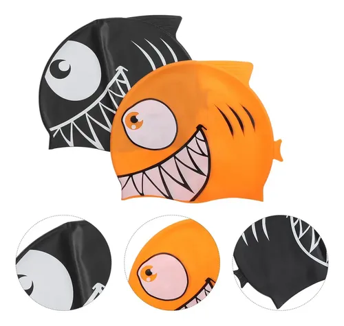Gorro De Natación Con Forma De Pez Con Dibujos Animados, 2 U