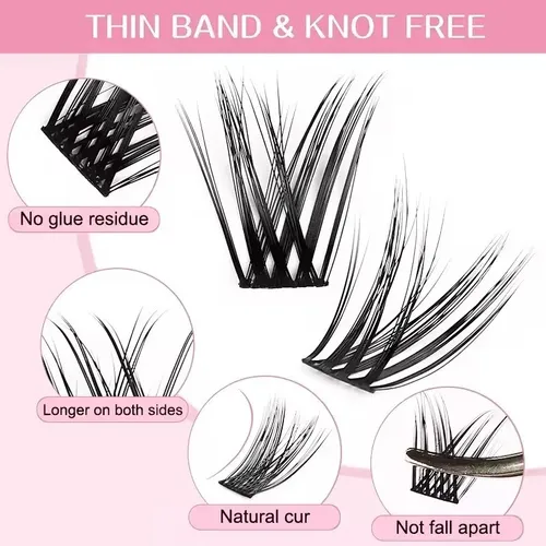 Kit Extensiones De Pestañas En Racimo Zlraqi 144p Negro D 1 Cm 0.7 Mm