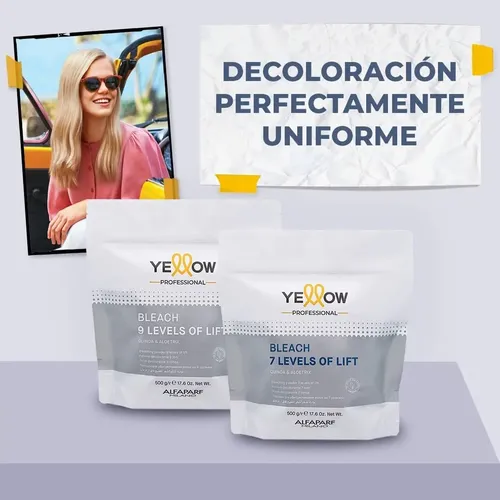 Yellow Kit Bleach Pouch Polvo Decolorante 7 Tonos 3u 20g