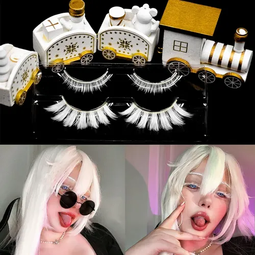Pestañas Postizas Blancas Augenli 01a Para Cosplay