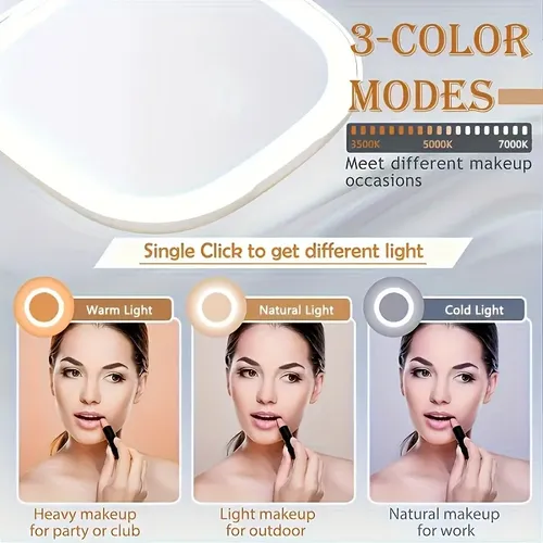 Espejo De Maquillaje Con Aumento Led 5x Y Iluminación De Dob