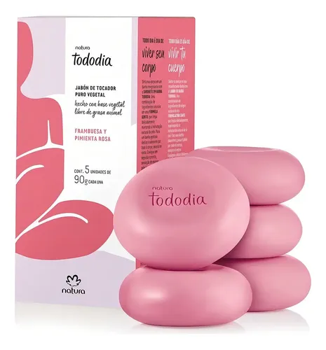 Kit Natura Tododia Frambuesa y Pimienta Rosa para Cuidado Corporal con Jabón y Crema Hidratante