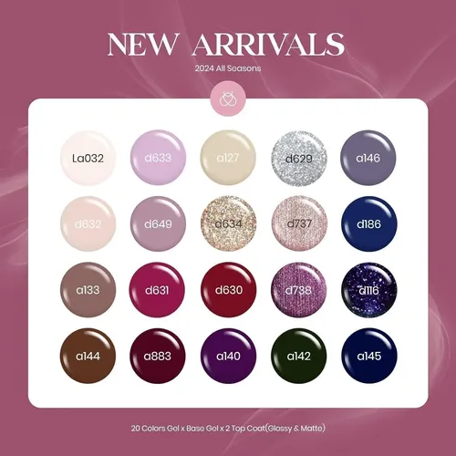Set 20 Esmaltes Gel Uñas Tonos Neutros Brillo Mate