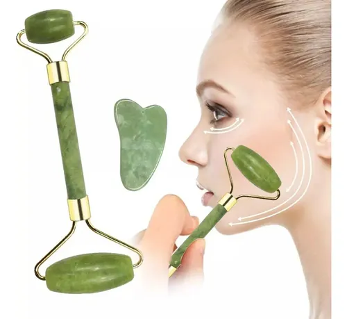 Kit Masaje Facial Rodillos Y Piedra Guasha Combo Lifting