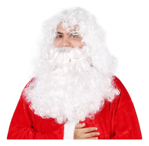 Peluca Larga Y Rizada De Santa Claus Blanca Para Navidad