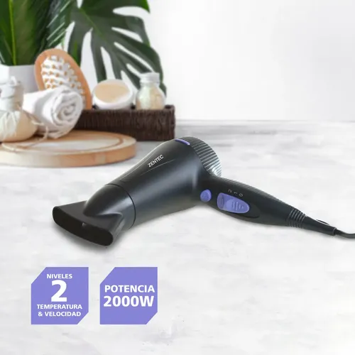 Secador Pelo Zentec Essential SPZ-506 Negro 2000W Aire Frío Boquilla