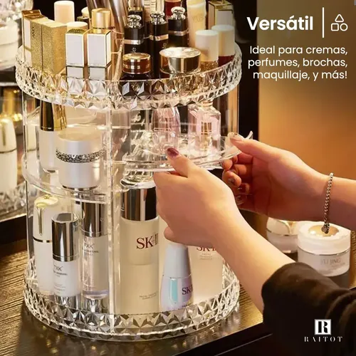 Organizador maquillaje porta cosmetico giratorio acrilico color transparente Raitot