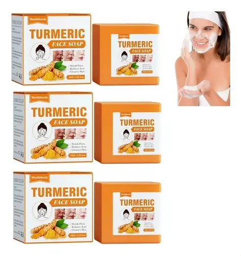 Jabón Con Jengibre Y Cúrcuma Para Eliminar Acné, 100g, 3 Pzs