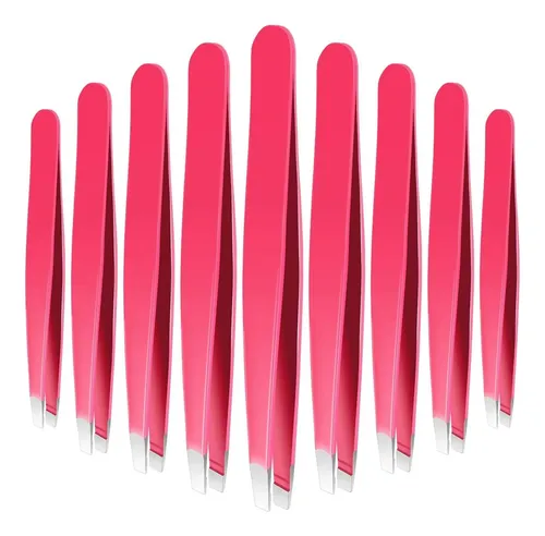 Set De 12 Pinzas Para Cejas Y Vello Facial Acero Inoxidable