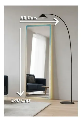 Espejo Led vertical 140×50 Botón Frontal Cálida/fría grande Colgar