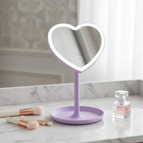 Espejo De Maquillaje De Pie Luz Led Corazon Pila Stnffive
