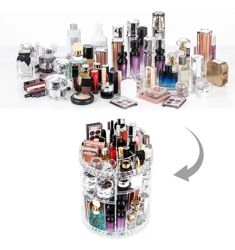 Estante De Maquillaje Giratorio Borde De Patrón De Diamante