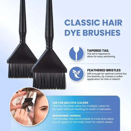Juego De 4 Cepillos Clásicos Para Teñir El Cabello Para Apli