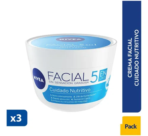 Nivea Crema Facial Cuidado Nutritiva X 100ml X3