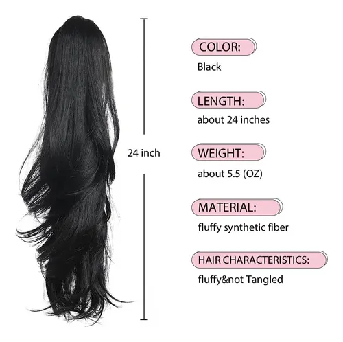 Extensión De Cola De Caballo Hspjhtm, Cabello Sintético Negr