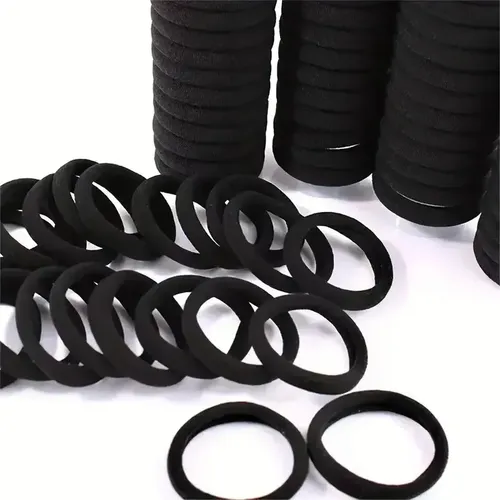 Paquete De 50 Cintas Elásticas Negras Para El Pelo Decorativ