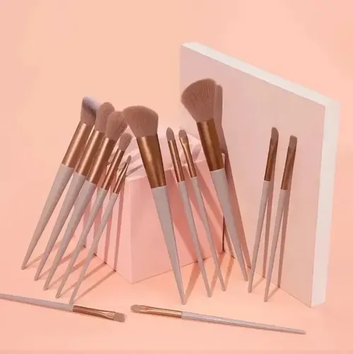Set 13 Brochas De Maquillaje Profesional Con Estuc Marrón