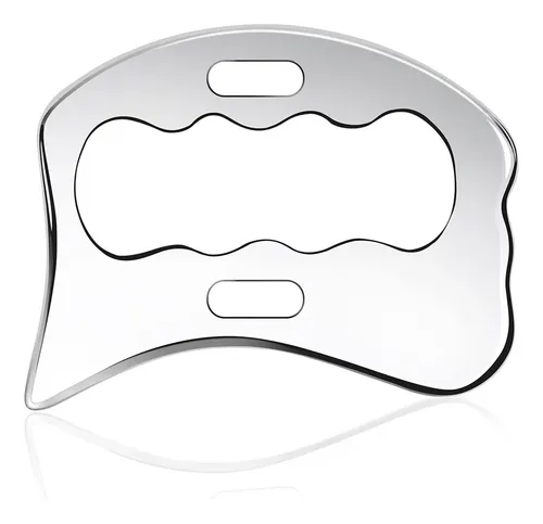 Placa Gua Sha Acero Inoxidable Alivio Dolor Masaje Relajante Plateado