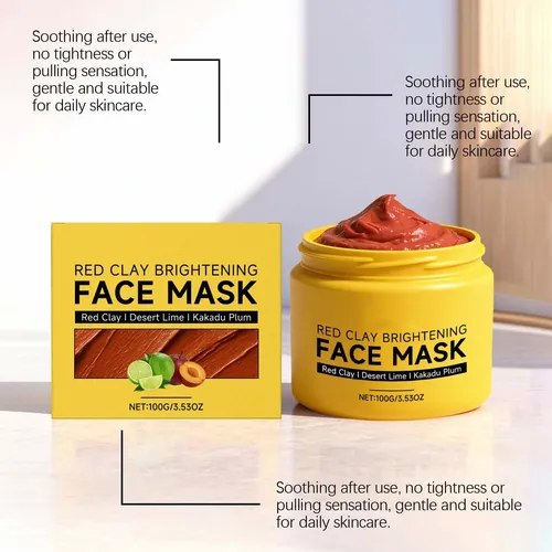 La Máscara Facial Iluminadora De Barro Rojo Mejora La Opacid
