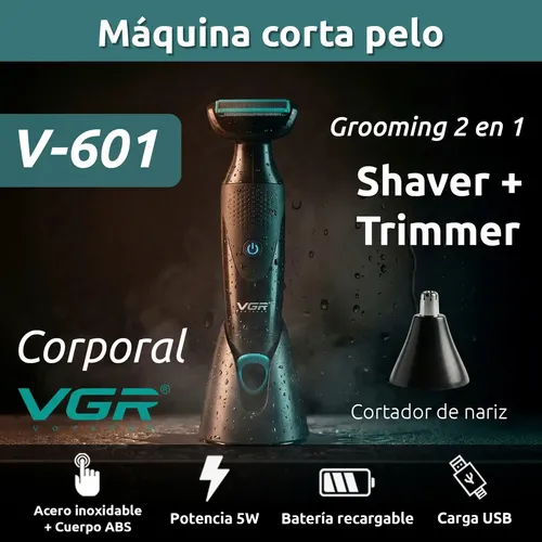 Afeitadora Eléctrica Vgr V-601 Intima Corporal Nariz 2 En 1 Color Verde