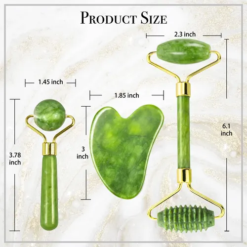 Set Masajeador Facial Jade Roller Y Gua Sha Xpecial Gold
