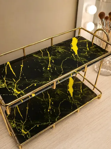 Estante Organizador De Almacenamiento Para Bano Dos Niveles Color Negro