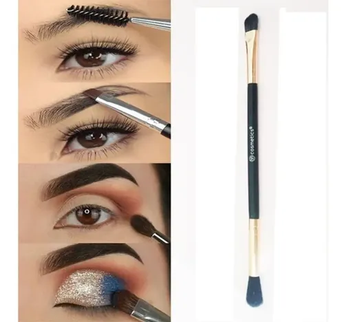 Set 2 Pinceles Dobles Maquillaje De Cejas Y Ojos Color Negro