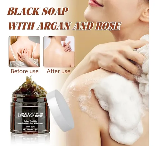Jabón Negro Soap Dragon Honor Morocco Con Argán Y Rosa 200 G