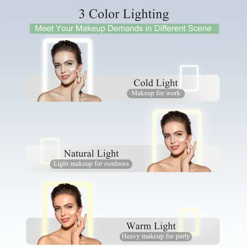 Espejo De Maquillaje Con Luz Led Funtouch Recargable Cyan