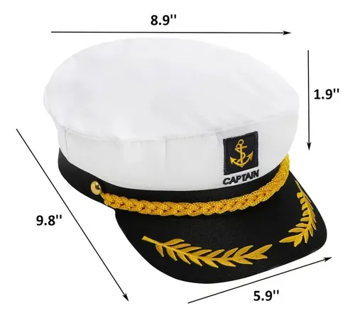 Pack De 4 Sombreros Blancos Para Disfraz De Capitán
