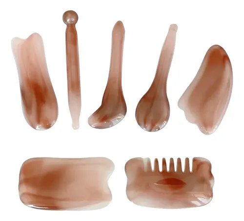 Juego De 7 Piezas De Gua Sha, Material De Resina Natural