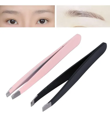 Juego De 2 Pinzas Para Cejas De Acero Inoxidable Negro